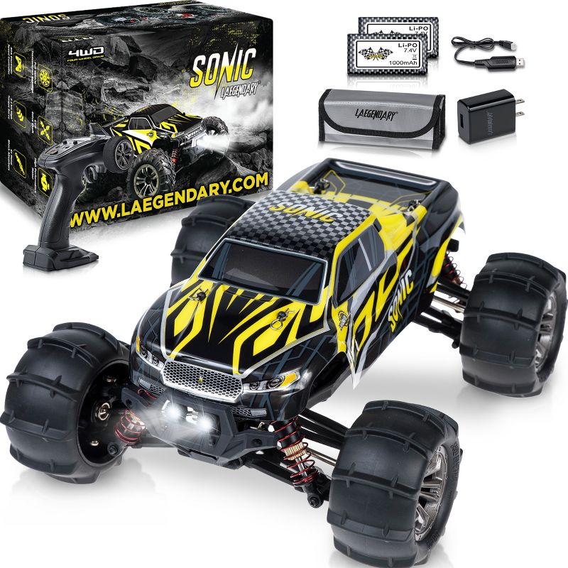 LAEGENDARY 4x4 RC Cars for Adults and Kids - Off-Road, Fast Remote Control Car - Battery-Powered - Up to 38+ mph - Yellow & Black, 1 of 8