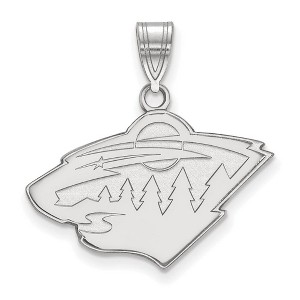 Black Bow Jewelry 10k White Gold Minnesota Wild NHL Medium Pendant - 1 of 3