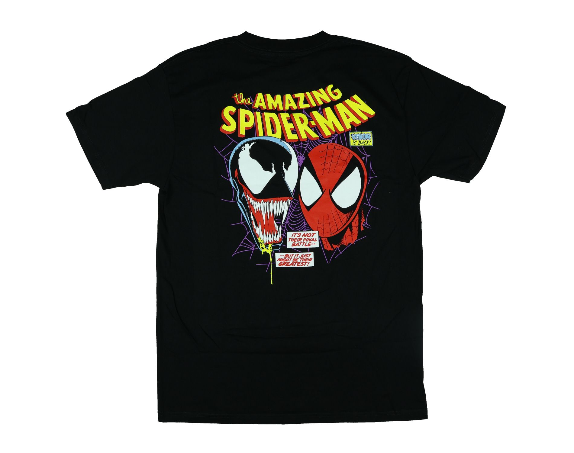Marvel The Amazing Spider-Man T-Shirt Men's Venom Is Back Two-Sided Tee (Medium) Black