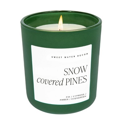 Sweet Water Decor Snow Covered Pines 15oz Matte Candle - Green