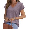 Women's V - Neck Cap Sleeve Knit Blouse Summer Casual Tops - 4 of 4