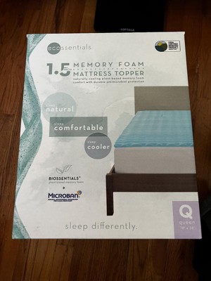 Ecossentials 3 Memory Foam Mattress Topper, Queen - Blue