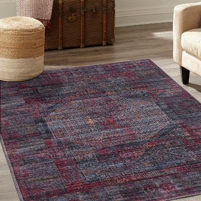 Unique Loom Mangata Melissa Border Washable Indoor Flatweave Woven Area Rug