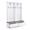 Alilang Farmhouse 4-in-1 Hall Bookshelf Tree Bench, Coat Rack with 2 Large Drawers, 4 Cubbies, 6 Black Hooks 55.9 x 75.6 Inches-White - 2 of 4