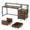 Resenkos Computer Desk, Office Desk, Study Desk,63" Computer Desk, Ergonomic Office Desk with Drawers & Monitor Stand,Rustic Brown - 2 of 3