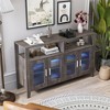 Sideboard Buffet Cabinet With Glass Doors, Kitchen Pantry Cabinet With Tempered Glass Shelf, Coffee Bar Cabinet For Dining Living Room - 3 of 4