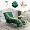 Okak Luxurious Velvet Button Tufted Chaise Lounge Chair with Transparent Feet,Comfy Upholstered Accent Chair for Bedroom,Living Room,Office - 3 of 4