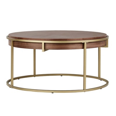 Glass Oval Coffee Table with Gold Finish Metal base