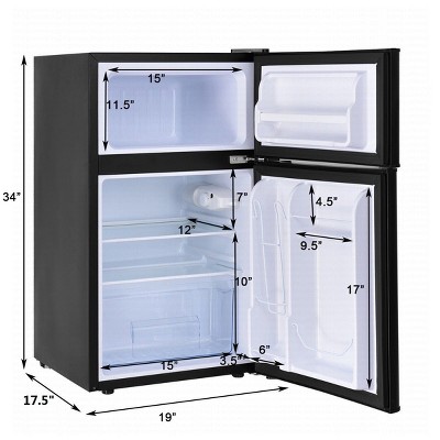 Costway 3.2 Cu Ft Compact Gray Refrigerator with Freezer