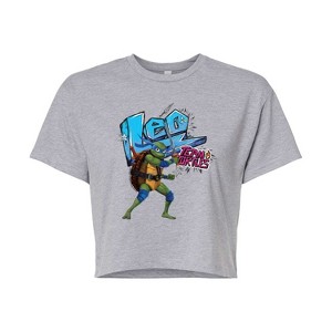 Women's - Teenage Mutant Ninja Turtles Mutant Mayhem - Leo Team Turtles Cropped Graphic T-Shirt - 1 of 4