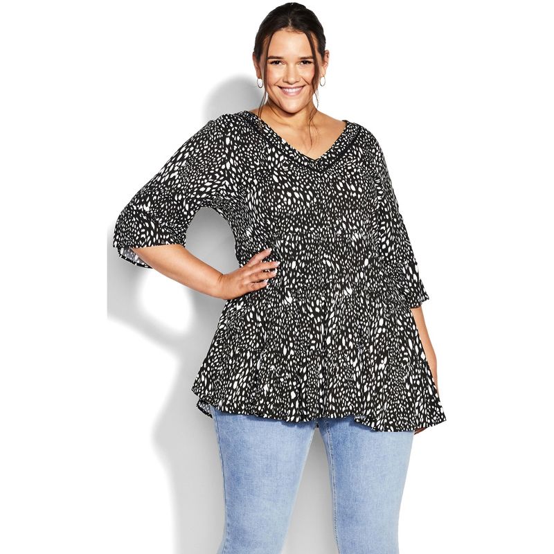 Women's Plus Size Lizzie Tiered Tunic - animal | AVENUE, 1 of 7