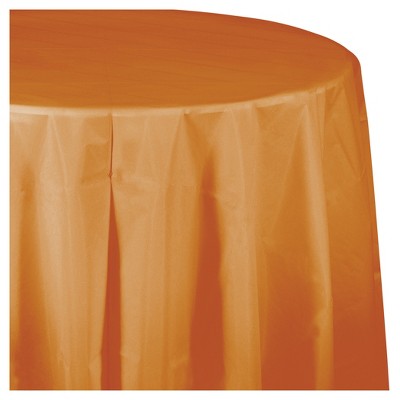 Pumpkin Spice Orange Round Plastic Tablecloth