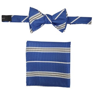 Men's Stripes 2.75" x 4.75" Adjustable 16" - 20" Freestyle Self Tie with Hankie Set - 1 of 4