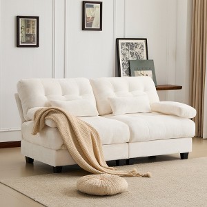 Whisen 119" 4-Seater Chenille Sofa, Sectional Sofa & Couch with 2 Ottomans, Adjustable Backrest,  4 Throw Pillows - 1 of 4