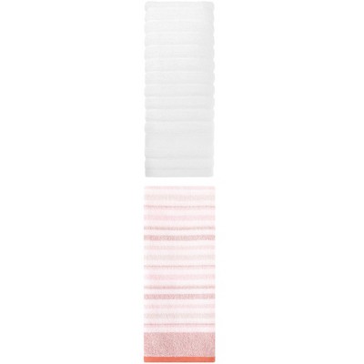 REGALWOVEN Striped Pattern Decorative Cotton Bathroom Hand Towels 14" x 30"/13" x 27" 2 Pcs