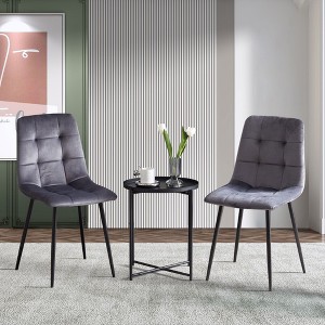 NicBex Velvet Dining Chairs Set of 2,Armless Kitchen Chairs with Tufted Backrest and Black Metal Legs for Dining Room,Kitchen - 1 of 4