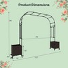 Costway 6.6 FT Tall Metal Garden Arbor with 2 Raised Garden Planters Arch Trellis Outdoor - 3 of 4