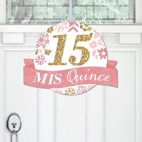 Big Dot of Happiness - Mis Quince Anos - Hanging Porch Quinceanera Sweet 15 Birthday Party Outdoor Decorations - Front Door Decor - 1 Piece Sign