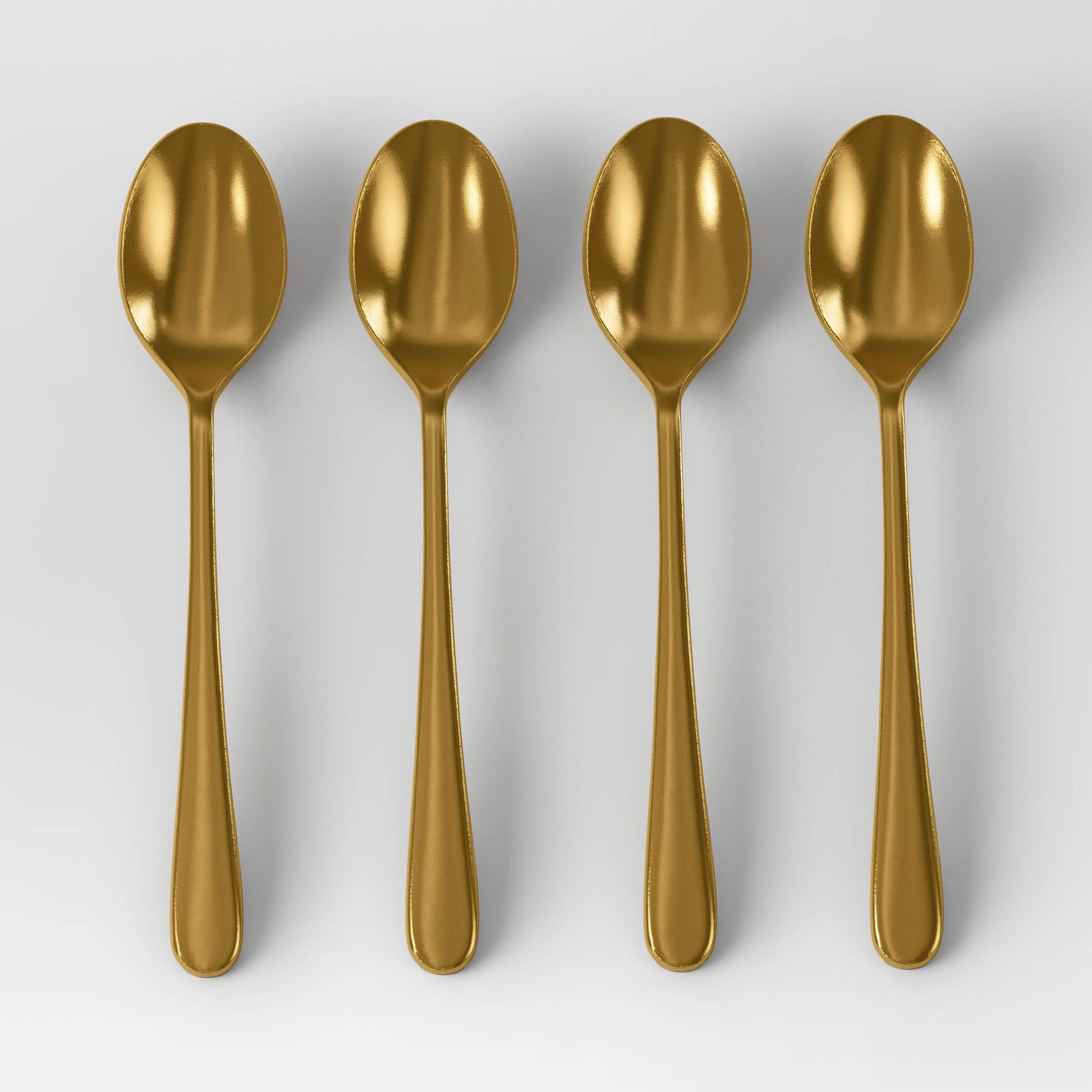 4pc Harrington Cocktail Spoons Gold - Threshold™: Modern Gold Flatware Set, Stainless Steel, Dishwasher-Safe, Service for 4