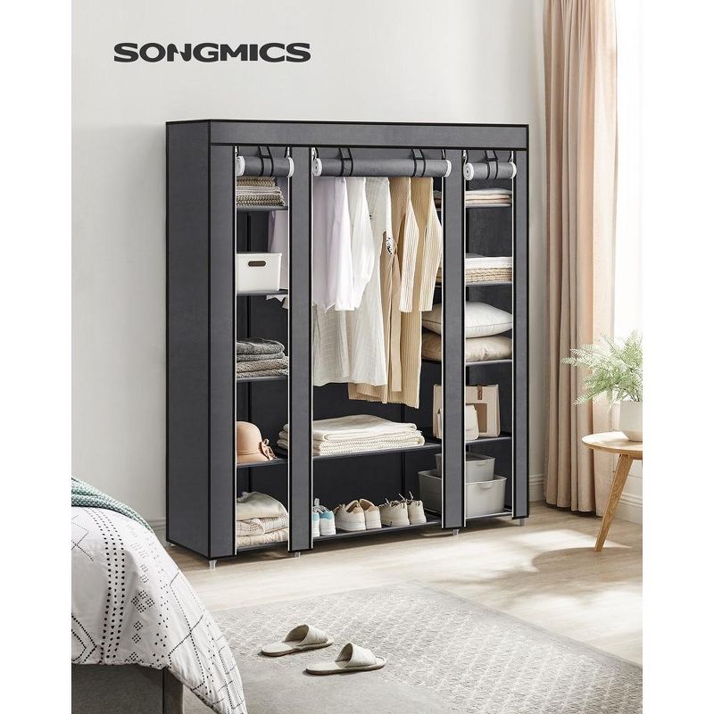 SONGMICS 59" Closet Wardrobe Portable Closet Organizer Storage Clothing Rack Shelf with Non-Woven Fabric Cover, 2 of 8