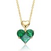 Guili Sterling Silver 14K Gold Plated Necklace with Green Cubic Zirconia Double Heart Pendant for a Romantic and Elegant Touch - 2 of 4