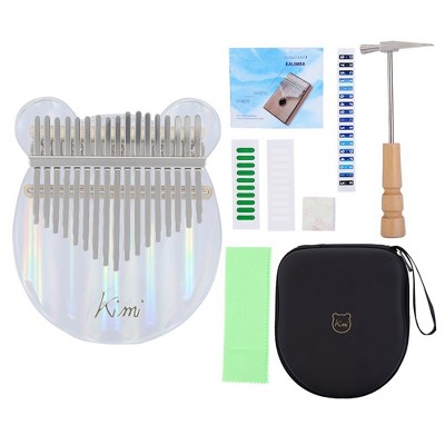 Acrylic 17 Key Transparent Thumb Piano  with Tuner Hammer Gig Kalimba Case Manual Christmas Gift