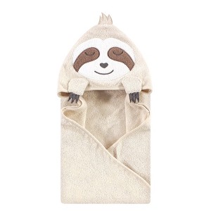 Hudson Baby Infant Boy Cotton Animal Face Hooded Towel, Sloth, One Size - 1 of 2