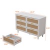 NicBex Wooden 6-Drawer Dresser,Farmhouse Double Dressers with Rattan Drawers,Chest of Drawers for Bedroom,Living Room,Kids Room,Hallway,Natural Style - 4 of 4