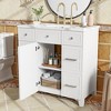 FAMYYT 36 in. Single Sink Freestanding White Bath Vanity with White Resin Top, Adjustable Shelves - 3 of 4