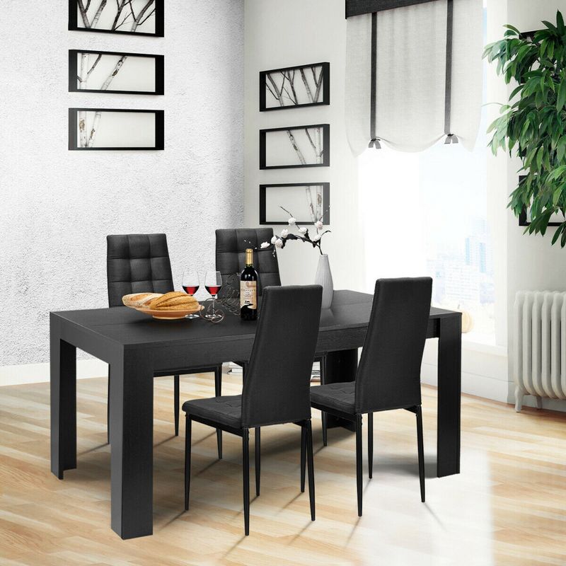 Costway 5pcs Dining Set Wood Table and 4 Fabric Chairs Home Kitchen Modern, 3 of 11