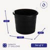 Homz 0417BKDC Plastic 17 Gallon Utility Storage Container Bucket Tub with Rope Handle, Black, Set of 4 Buckets - 4 of 4