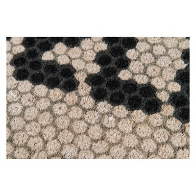 Handwoven Ivory Rectangular Coir Doormat with PVC Backing