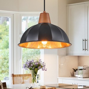 LLHZSY 1-Light 11 4/5" Black Pendant Light with Umbrella Shade, Adjustable Height - 1 of 4