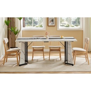 CAVINAS 70.9" Rectangular Dining Table for 8 People,Kitchen Table Waterproof MDF Top,Adjustable Legs,Table for Kitchen,Living Room,Office - 1 of 4