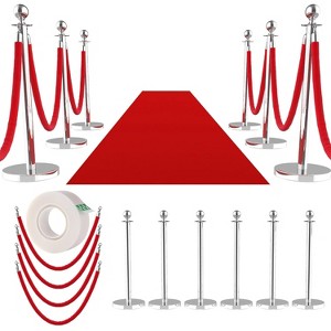 Coucheta Stanchions and Velvet Ropes, Silver Stanchions with Retractable Belts, Crowd Control Barriers with Hollow Base, Red Carpet Ropes and Posts - 1 of 4