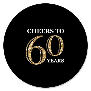 Big Dot of Happiness Adult 60th Birthday - Gold - Birthday Party Circle Sticker Labels - 24 Count - 1 of 4