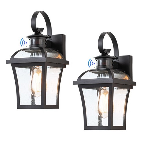 C Cattleya Matte Black Motion Sensing Dusk To Dawn Outdoor Wall Lantern ...