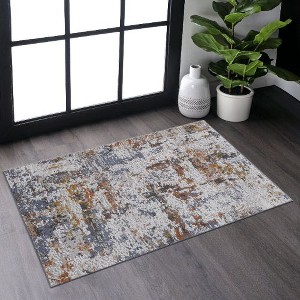 Kumasinova Stain-Resistant Area Rug, Non-Shedding Door Mat, Kid & Pet-Friendly, Abstract Area Rug for Living Room, Latex-Free Cotton Backing - 1 of 4