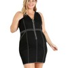Slickblue Plus Size Bodycon Mini Dress, V-Neck Sleeveless, Half-Zip O-Ring Detail, Black, Chic & Comfortable, Size 1XL-3XL - 3 of 4