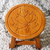 FURNIinspire Ottomans And Benches Carved Wooden Step Stool Fun Designs Premium Rubberwood Versatile Use, Maple Leaf Style, Brown, 11.00"*11.00"*10.00" - 3 of 4