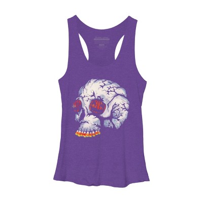 Women's Design By Humans Halloween Skull By LVBArt Racerback Tank Top