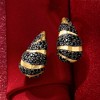 Ross-Simons 11.00 ct. t.w. Black Spinel Animal-Print Teardrop Earrings in 18kt Gold Over Sterling - 4 of 4