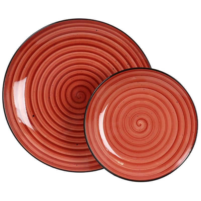 Elama Gia 24 Piece Stoneware Dinnerware Set in Red, 5 of 9