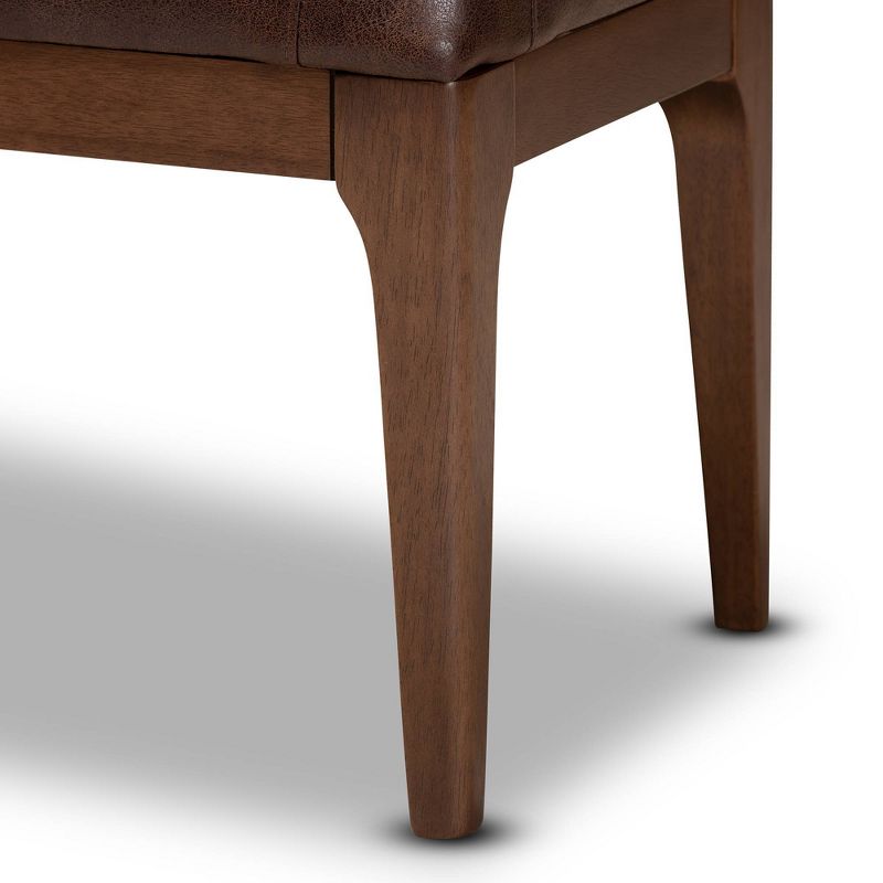 Walsh Faux Leather Upholstered and Wood Ottoman Dark Brown/Walnut Brown - Baxton Studio, 5 of 10
