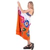 LA LEELA Women's Beach Wrap Bikini Swimwear Cover up Skirt Bathing suit Summer Wraps Sarong Swimsuits for Women One Size Orange, Floral - 4 of 4