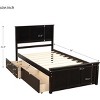 Streamdale Platform Storage Bed, 2 drawers with wheels, Twin Size Frame, Espresso - 4 of 4