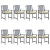vidaXL Solid Acacia Wood Patio Chairs Set of 8 in Gray - Outdoor Seating Furniture with Cream White Cushions - Durable and Weather-Resistant - 2 of 4