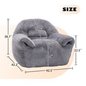 CAVINAS Faux Fur Bean Bag Chair with Back Support,Bean Bag Chairs for Adults and Kids,Bean Bag Couch with/without Footstool,Floor Sofa for Living Room - 1 of 4
