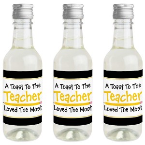Big Dot of Happiness Best Teacher Gift - Mini Wine and Champagne Bottle Label Stickers - Teacher First and Last Day of School Gift - Set of 16 - 1 of 4