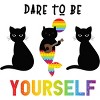 Adult Design By Humans Dare To Be Yourself Pride Cat Mermaid By Avocato T-Shirt - 2 of 2